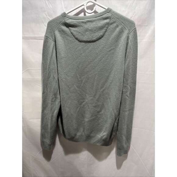 Nordstrom 100% Cashmere Sweater Mens Large Green/Gray Crewneck Pullover - Picture 5 of 11